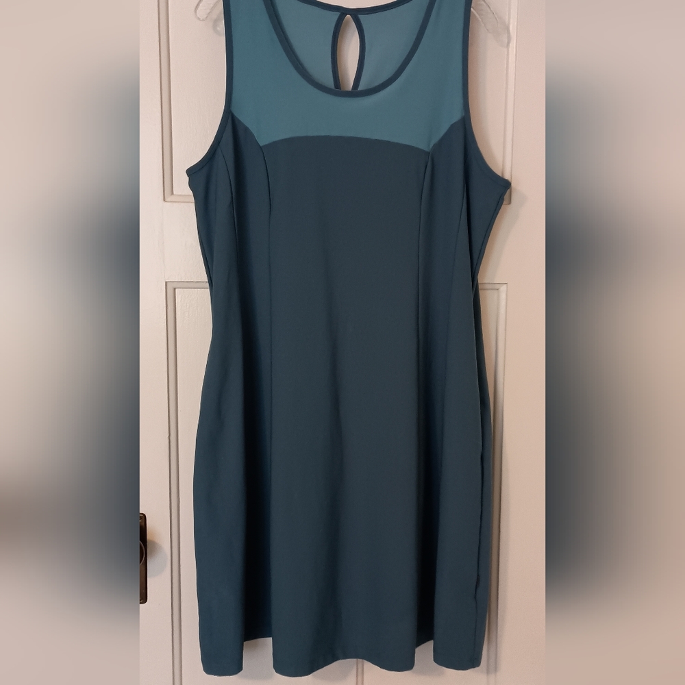 MONDETTA Athletic Performance Luxury Sleeveless A-Line Stretchy Blue Dress XL